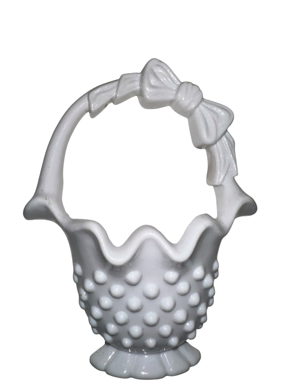 Vintage White Plastic Hobnail Basket Vase Wall 3D Decor